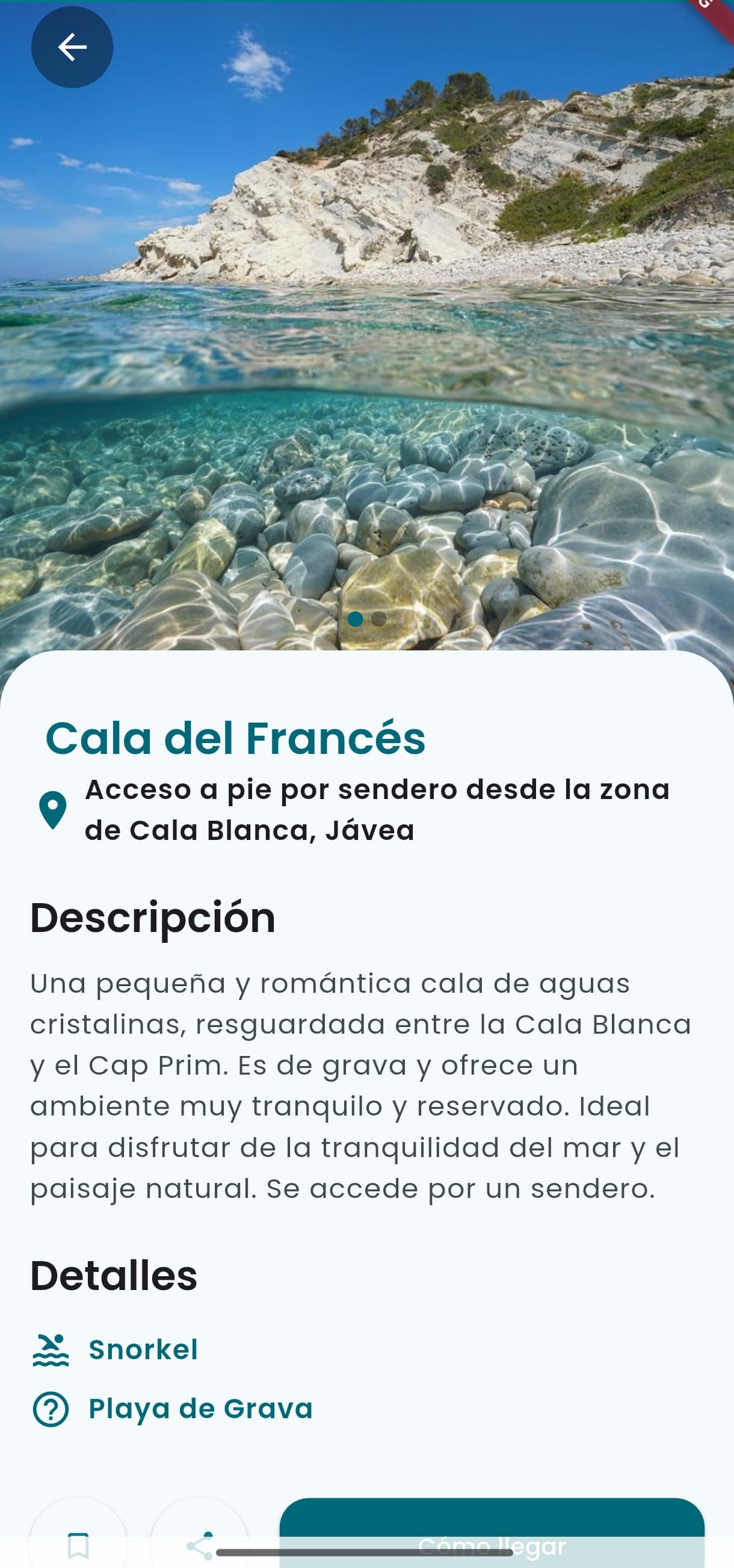 Página info cala