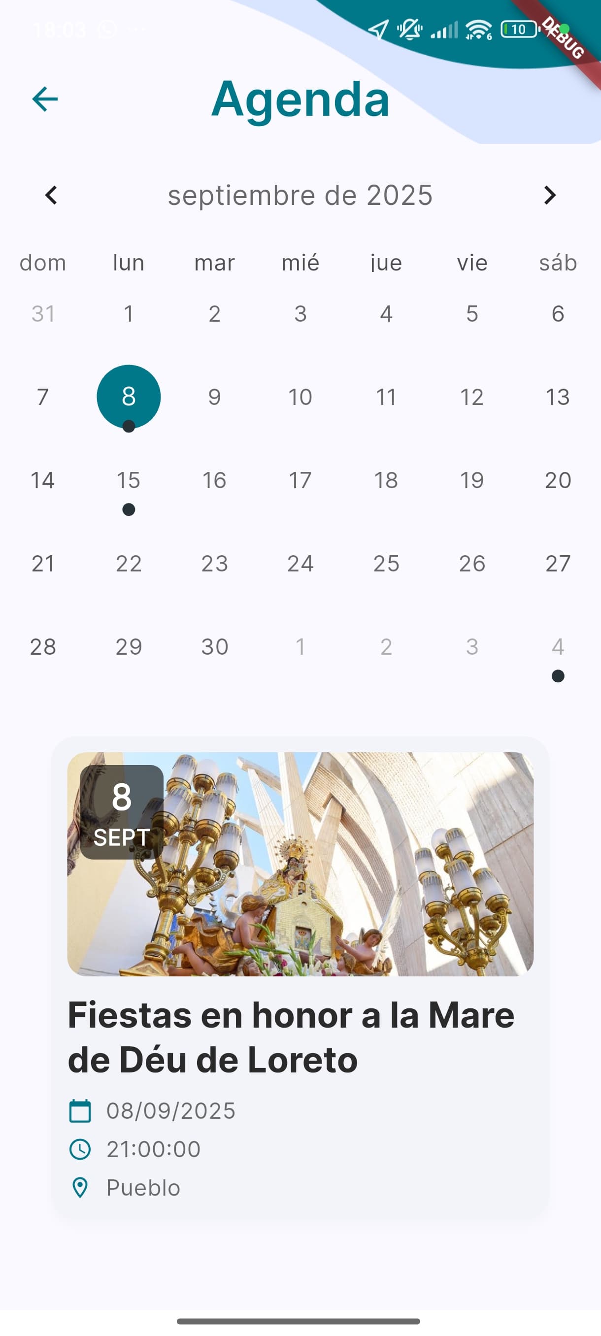 Agenda/Calendario de eventos Agenda/Calendario de eventos