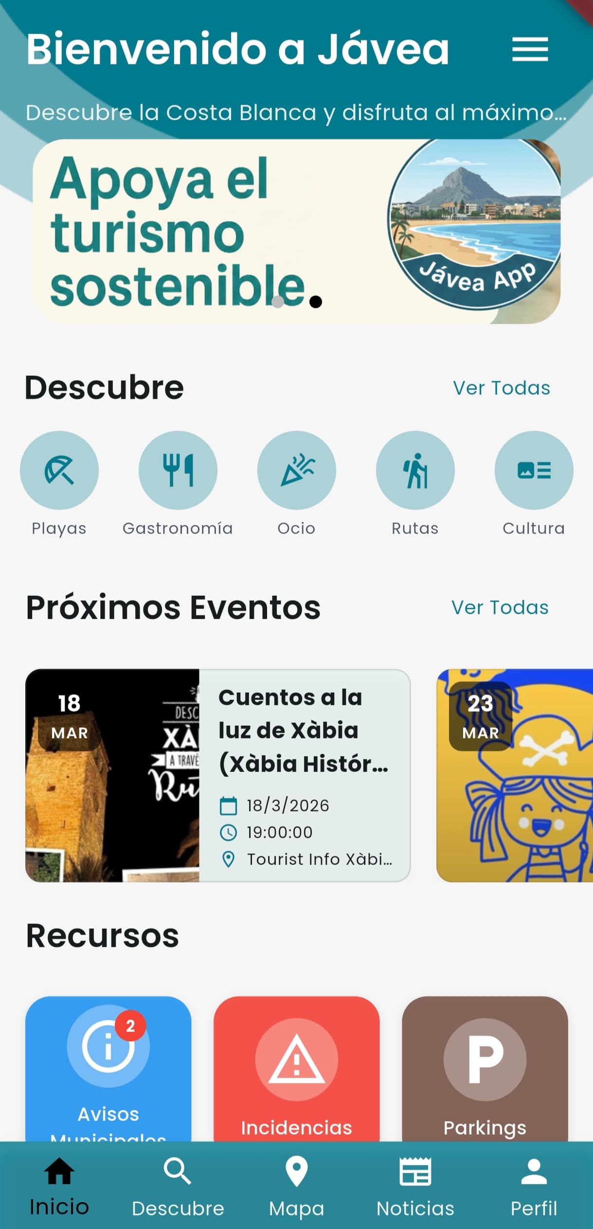 Pantalla de inicio de la app Pantalla de inicio de la app