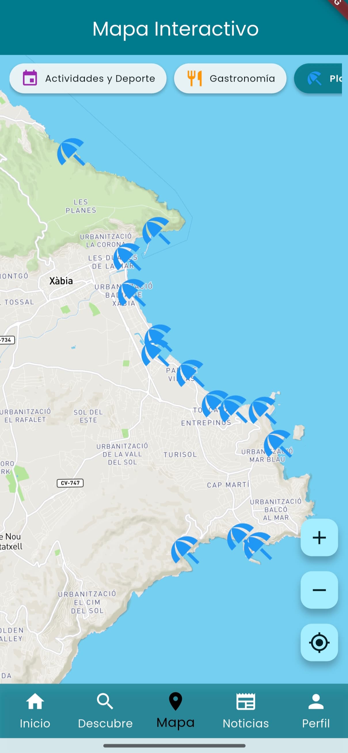 Mapa interactivo de la app Mapa interactivo de la app